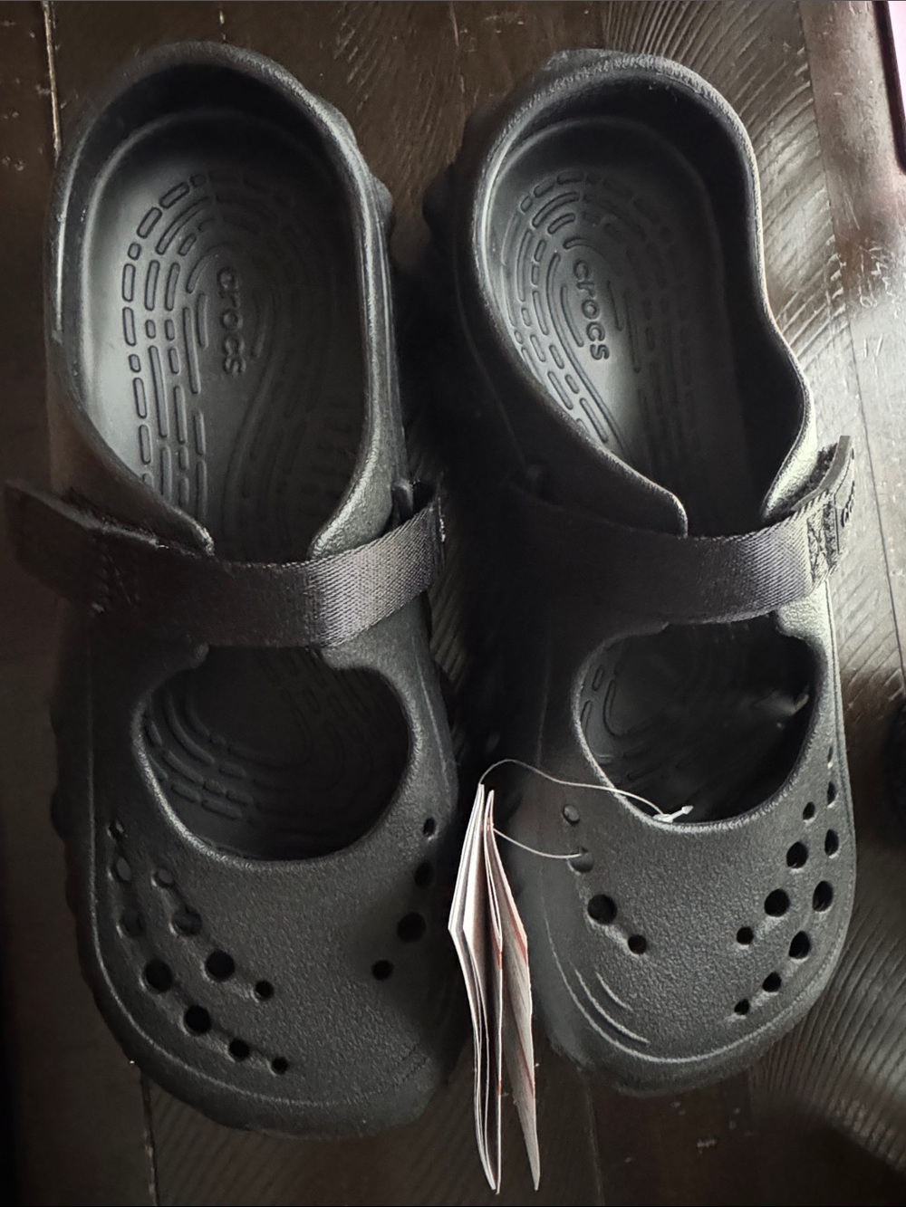 CROCS Black Mary Jane-Style Clogs with Strap